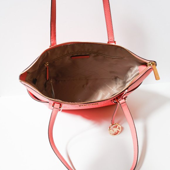 Michael Kors Charlotte Large Top Zip Shoulder Tote Bag MK Coral Reef Multi - Picture 8 of 11